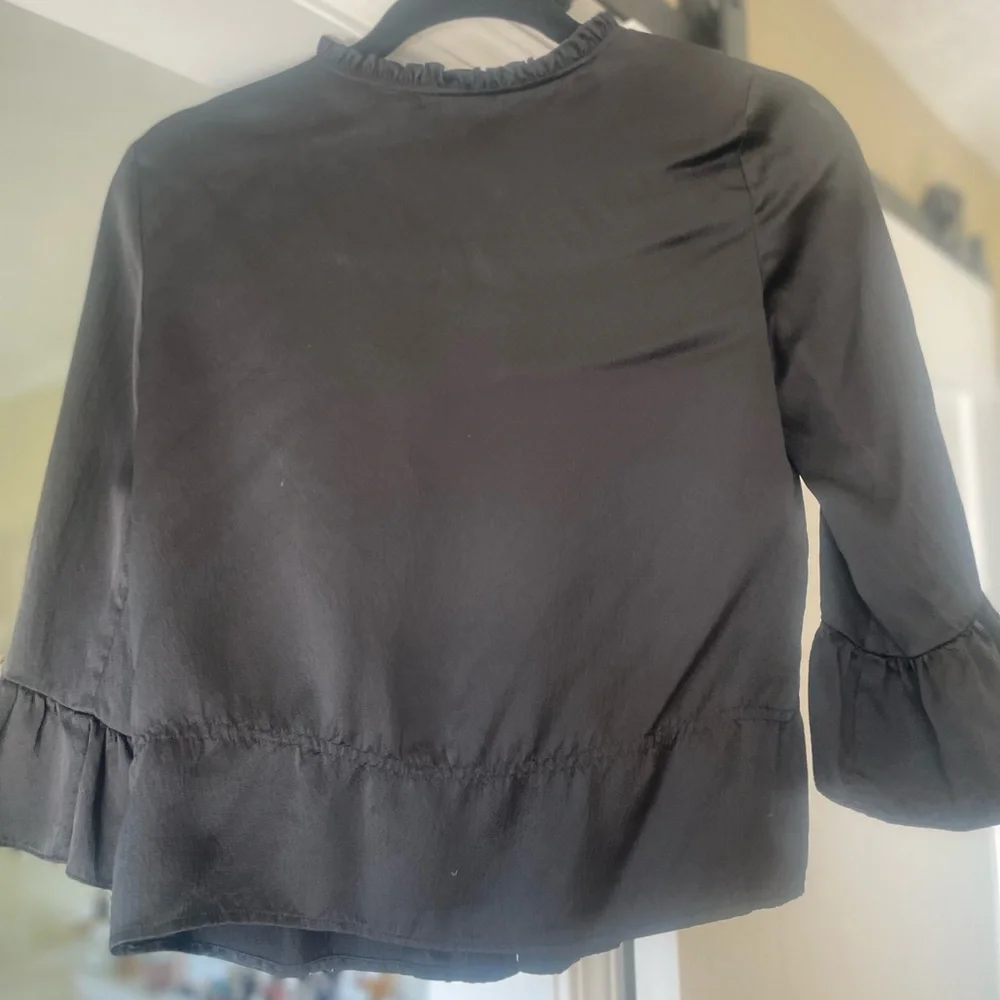Development  Black Silk Ruffled Top - Picture 4 of 8